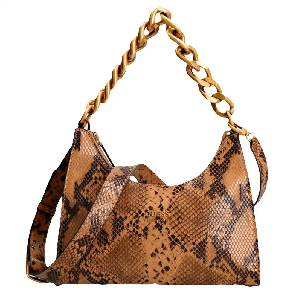 Sac a main femme Guess Hobo tullia python Marron - ZESHOES