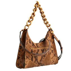 Sac a main femme Guess Hobo tullia python Marron - ZESHOES