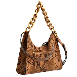 Sac a main femme Guess Hobo tullia python Marron - ZESHOES