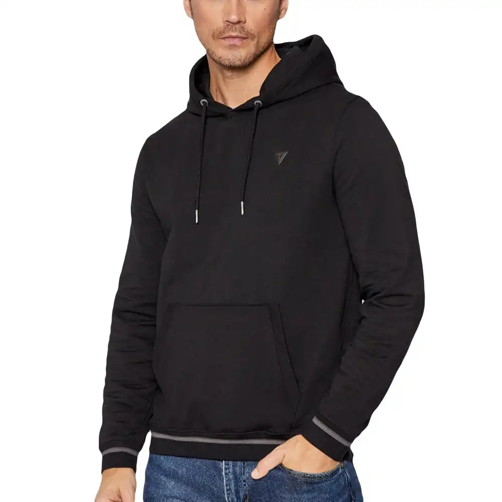 Sweat capuche homme Guess Classic logo triangle Noir - ZESHOES