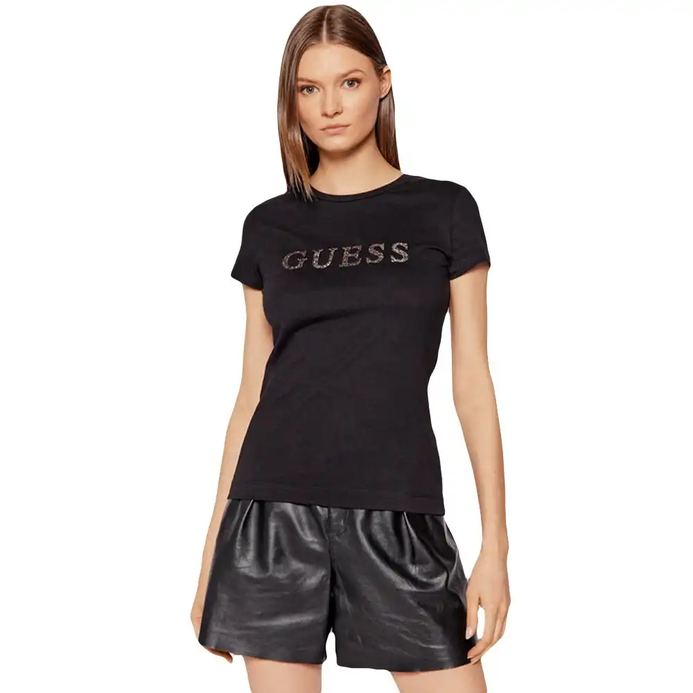 Tee shirt manche courte femme Guess Kimetz Noir - ZESHOES