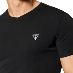 T shirt manche courte homme Guess Pack x2 classic logo triangle Noir - ZESHOES