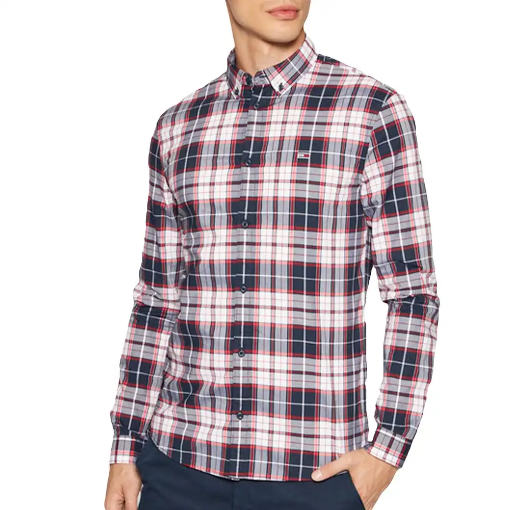 Chemise manches longues homme Tommy Jeans Stretch check poplin Multicolor - Z...