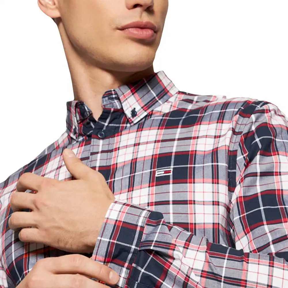 Chemise manches longues homme Tommy Jeans Stretch check poplin Multicolor - Z...
