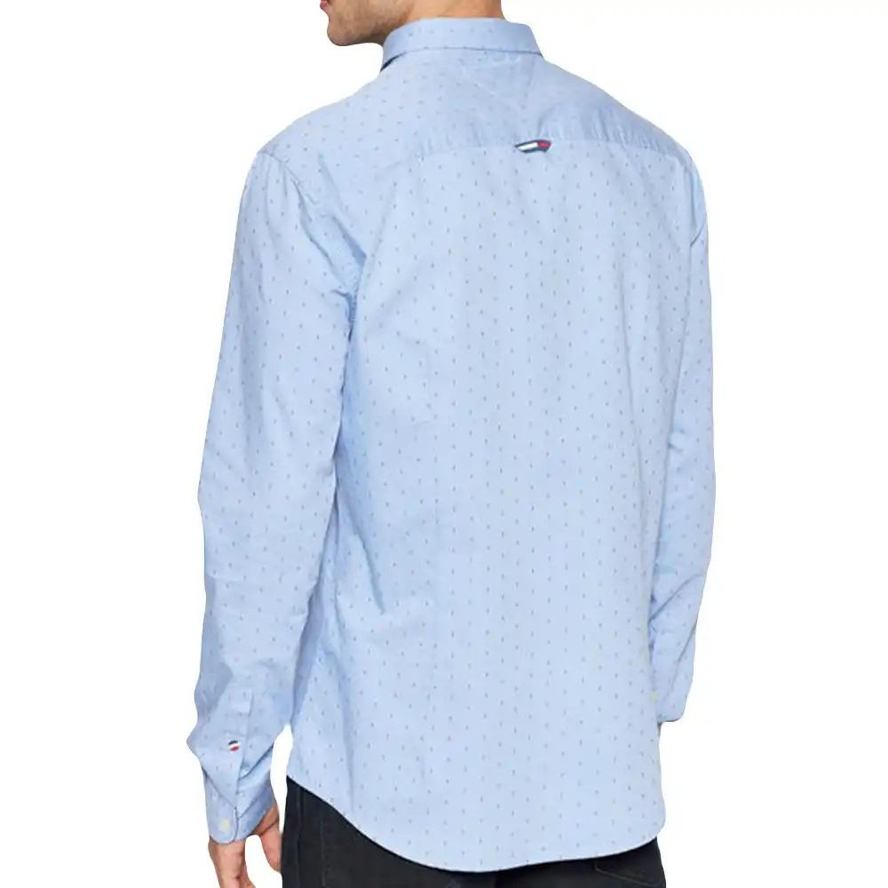Chemise manches longues homme Tommy Jeans Dobby twill Bleu - ZESHOES Chemise manches longues homme Tommy Jeans Dobby twill Bleu - ZESHOES