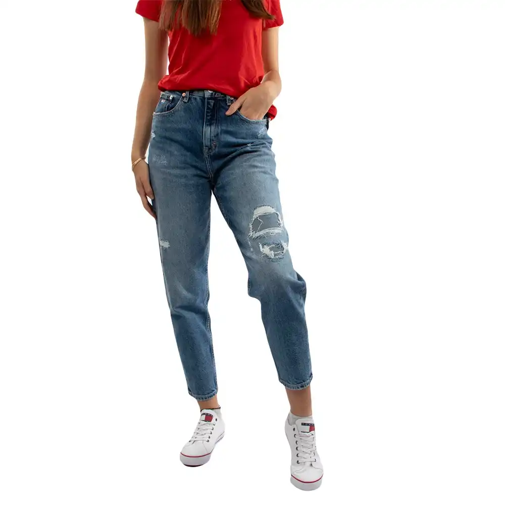 Jeans femme Tommy Jeans Mom fit Bleu - ZESHOES Jeans femme Tommy Jeans Mom fit Bleu - ZESHOES