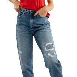 Jeans femme Tommy Jeans Mom fit Bleu - ZESHOES Jeans femme Tommy Jeans Mom fit Bleu - ZESHOES