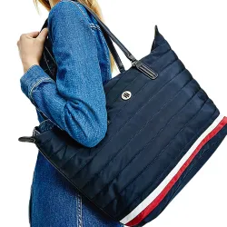 Sac a main femme Tommy Jeans Matelassé à monogramme Bleu - ZESHOES