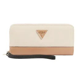 Portefeuille femme Guess Noelle saffiano Beige - ZESHOES