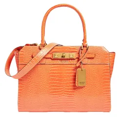 Sac a main femme Guess Raffie croc print Orange - ZESHOES Sac a main femme Guess Raffie croc print Orange - ZESHOES