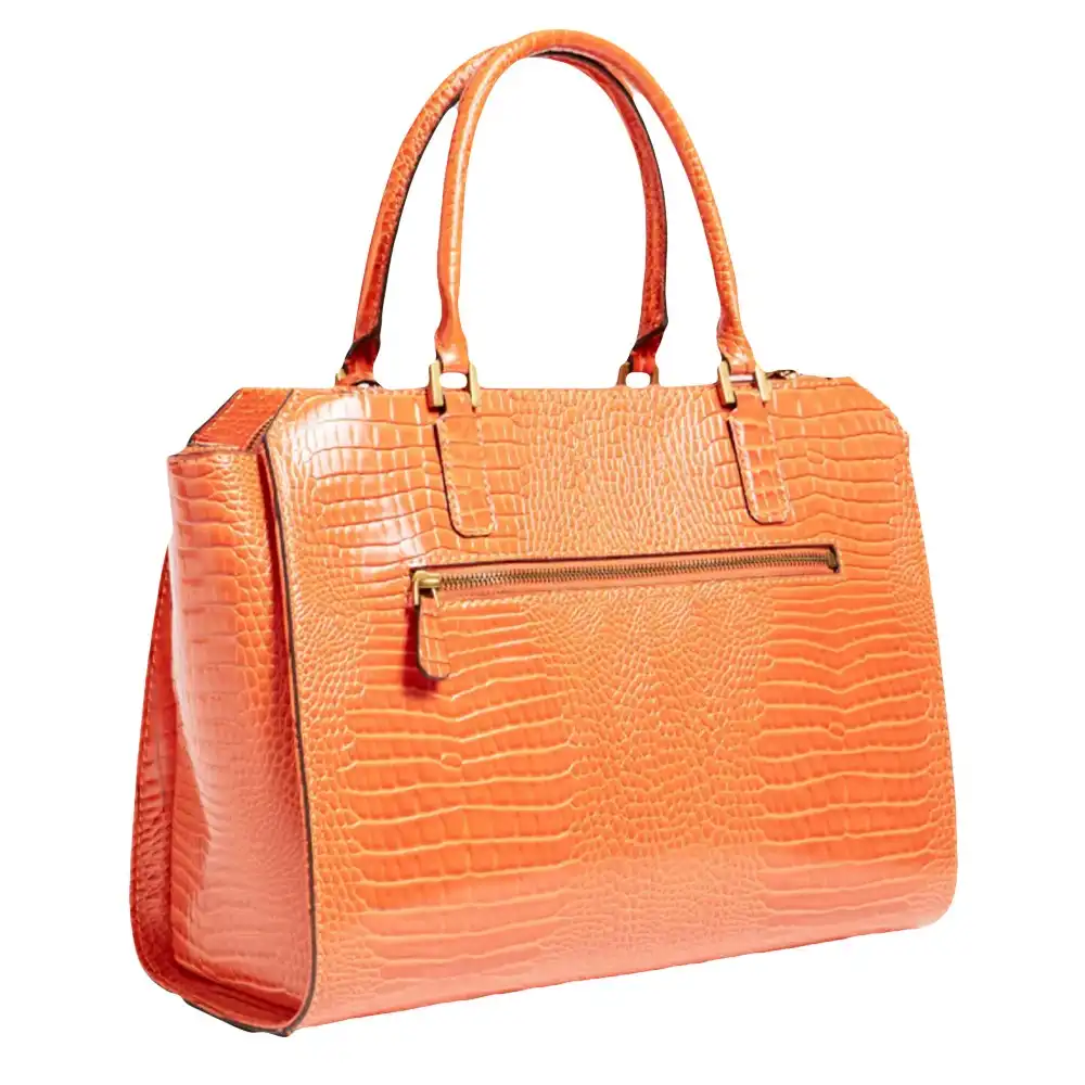 Sac a main femme Guess Raffie croc print Orange - ZESHOES Sac a main femme Guess Raffie croc print Orange - ZESHOES