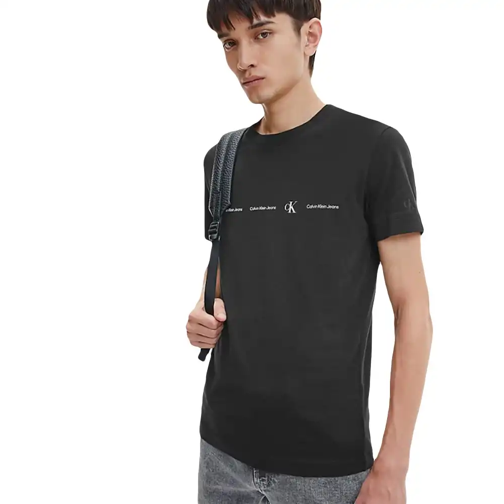 T shirt manche courte homme Calvin Klein Repeat logo Noir - ZESHOES