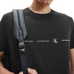 T shirt manche courte homme Calvin Klein Repeat logo Noir - ZESHOES