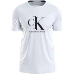 T shirt manche courte homme Calvin Klein Spliced ck center Blanc - ZESHOES
