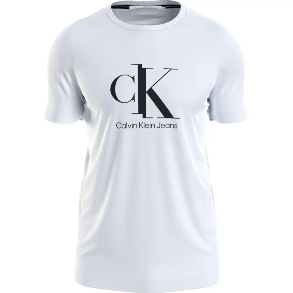 T shirt manche courte homme Calvin Klein Spliced ck center Blanc - ZESHOES