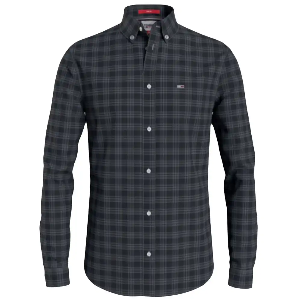 Chemise manches longues homme Tommy Jeans Essential poplin Noir - ZESHOES