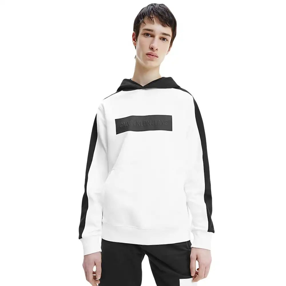 Sweat capuche homme Calvin Klein Logo gaufré Blanc - ZESHOES