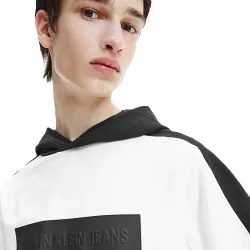 Sweat capuche homme Calvin Klein Logo gaufré Blanc - ZESHOES Sweat capuche homme Calvin Klein Logo gaufré Blanc - ZESHOES