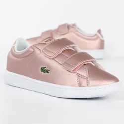 Basket basse fille Lacoste Carnaby evo strap 319 2 Rose - ZESHOES