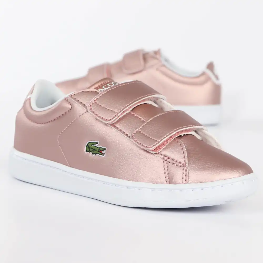 Basket basse fille Lacoste Carnaby evo strap 319 2 Rose - ZESHOES