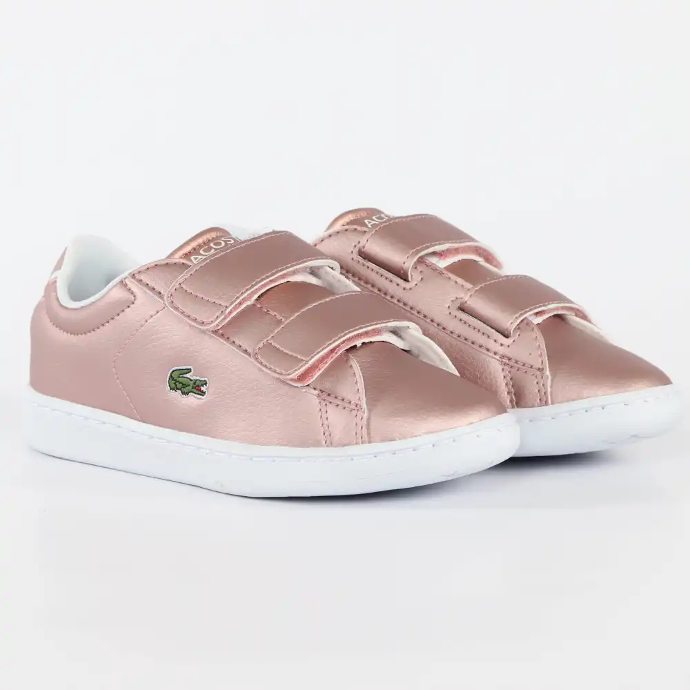 Basket basse fille Lacoste Carnaby evo strap 319 2 Rose - ZESHOES