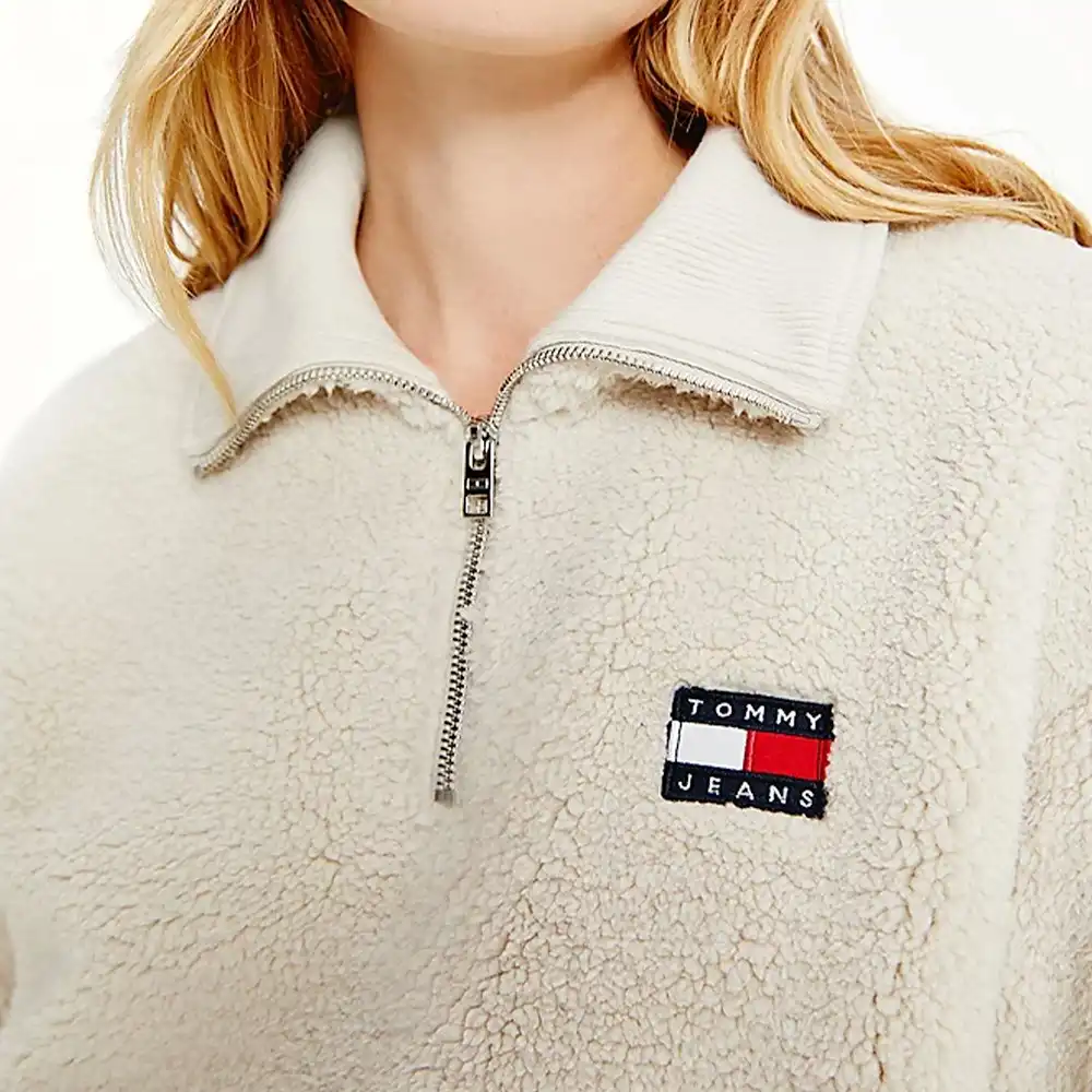 Polaire femme Tommy Jeans Badge boxy Beige - ZESHOES