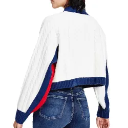 Pull femme Tommy Jeans Taille court Blanc - ZESHOES
