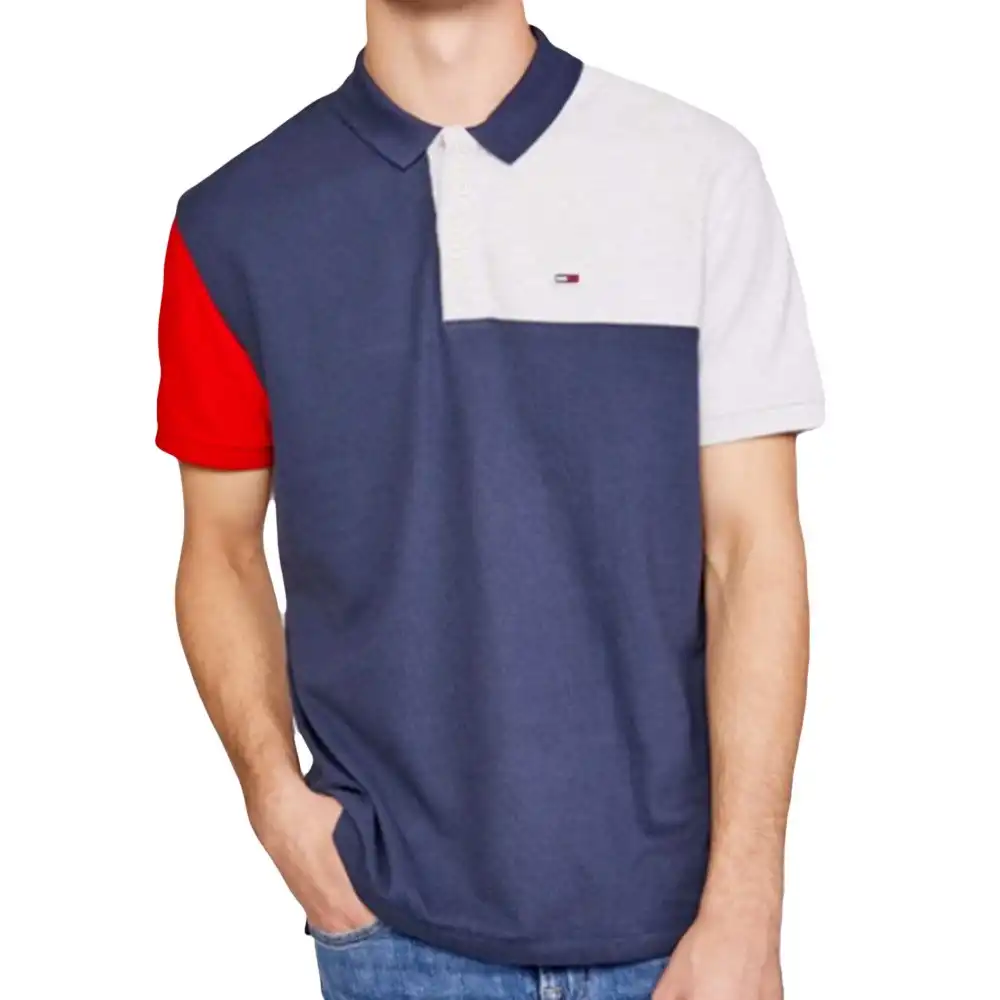 Polo manche courte Tommy Jeans Logo flag Bleu - ZESHOES