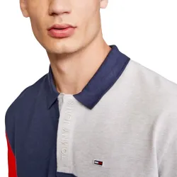 Polo manche courte Tommy Jeans Logo flag Bleu - ZESHOES