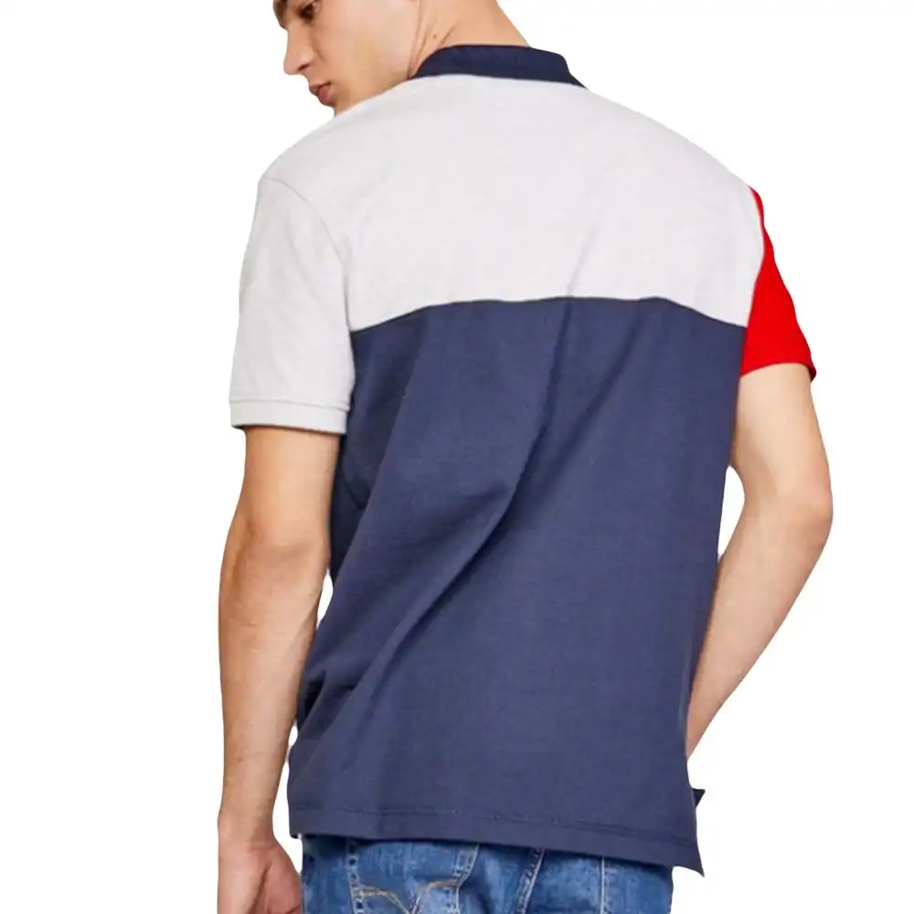 Polo manche courte Tommy Jeans Logo flag Bleu - ZESHOES
