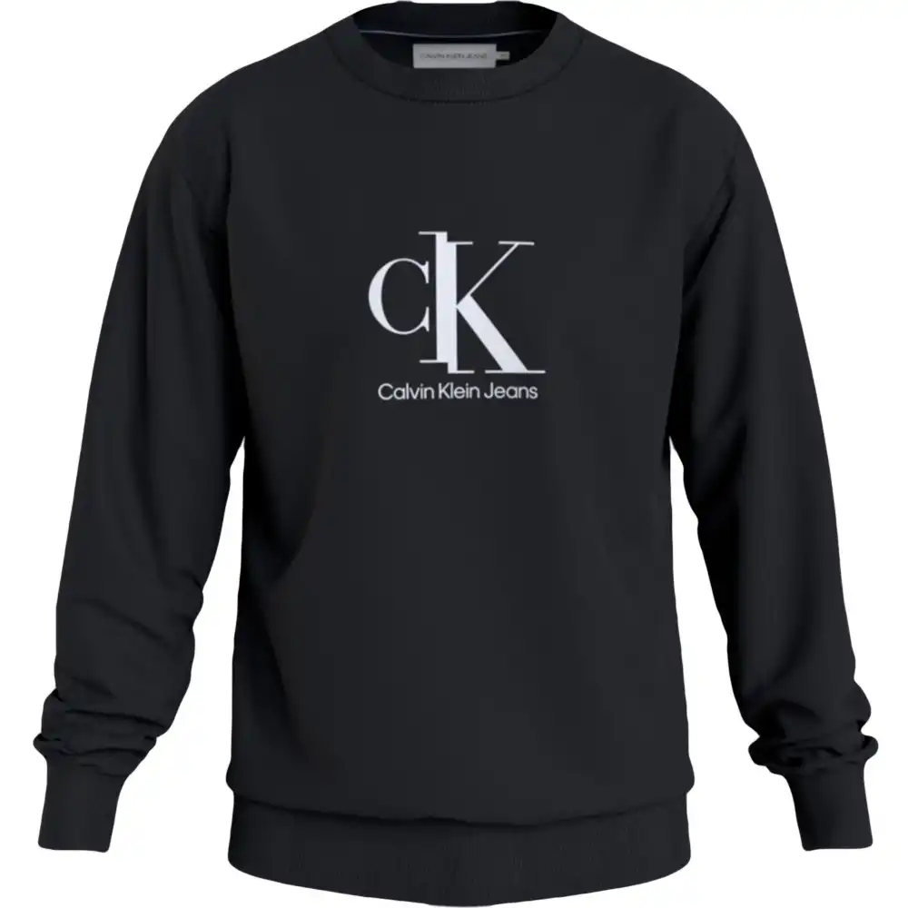 Sweat shirt homme Calvin Klein Classic front logo Noir - ZESHOES