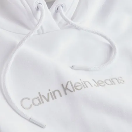 Sweat capuche femme Calvin Klein Blanc Shrunken institutional 