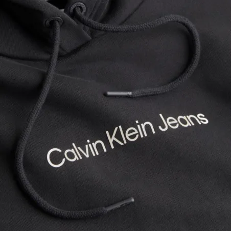 Sweat capuche femme Calvin Klein Noir Shrunken institutional 