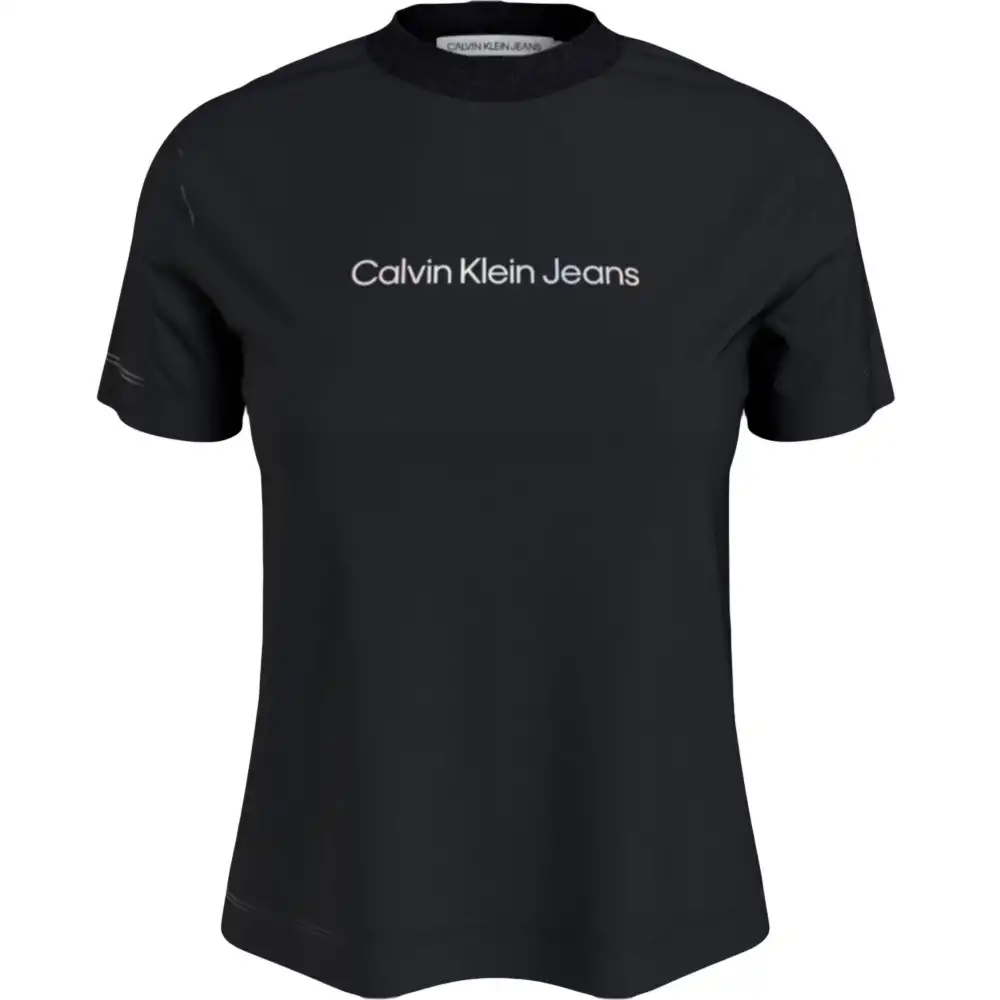 Tee shirt manche courte femme Calvin Klein Shrunken institutional tee Noir - ...