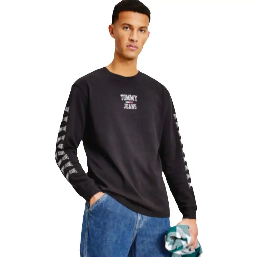 Sweat shirt homme Tommy Jeans Homespun graphic ls tee Noir - ZESHOES