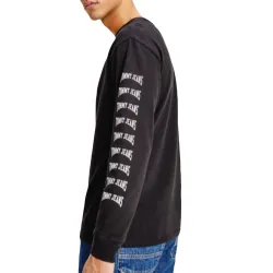 Sweat shirt homme Tommy Jeans Homespun graphic ls tee Noir - ZESHOES