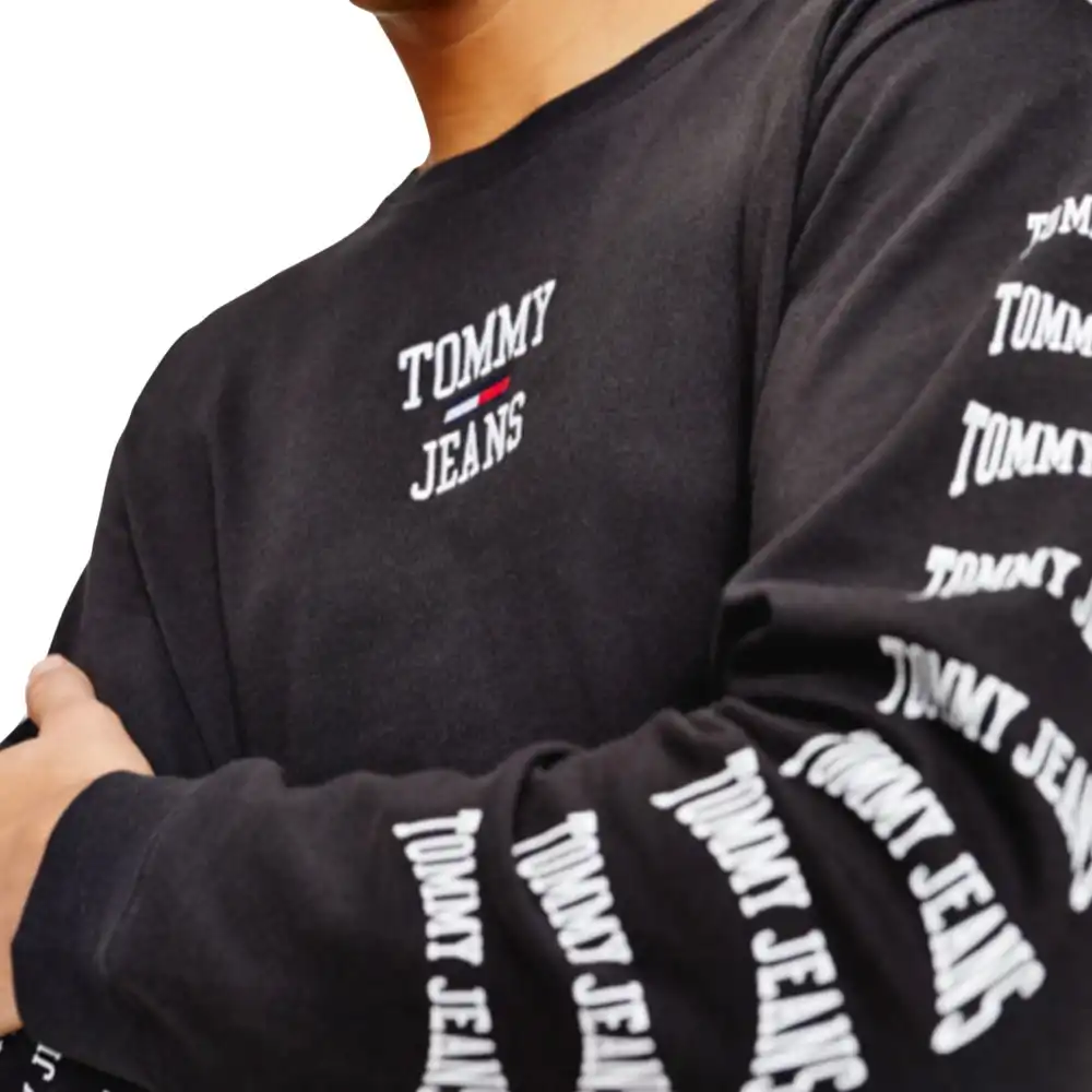 Sweat shirt homme Tommy Jeans Homespun graphic ls tee Noir - ZESHOES