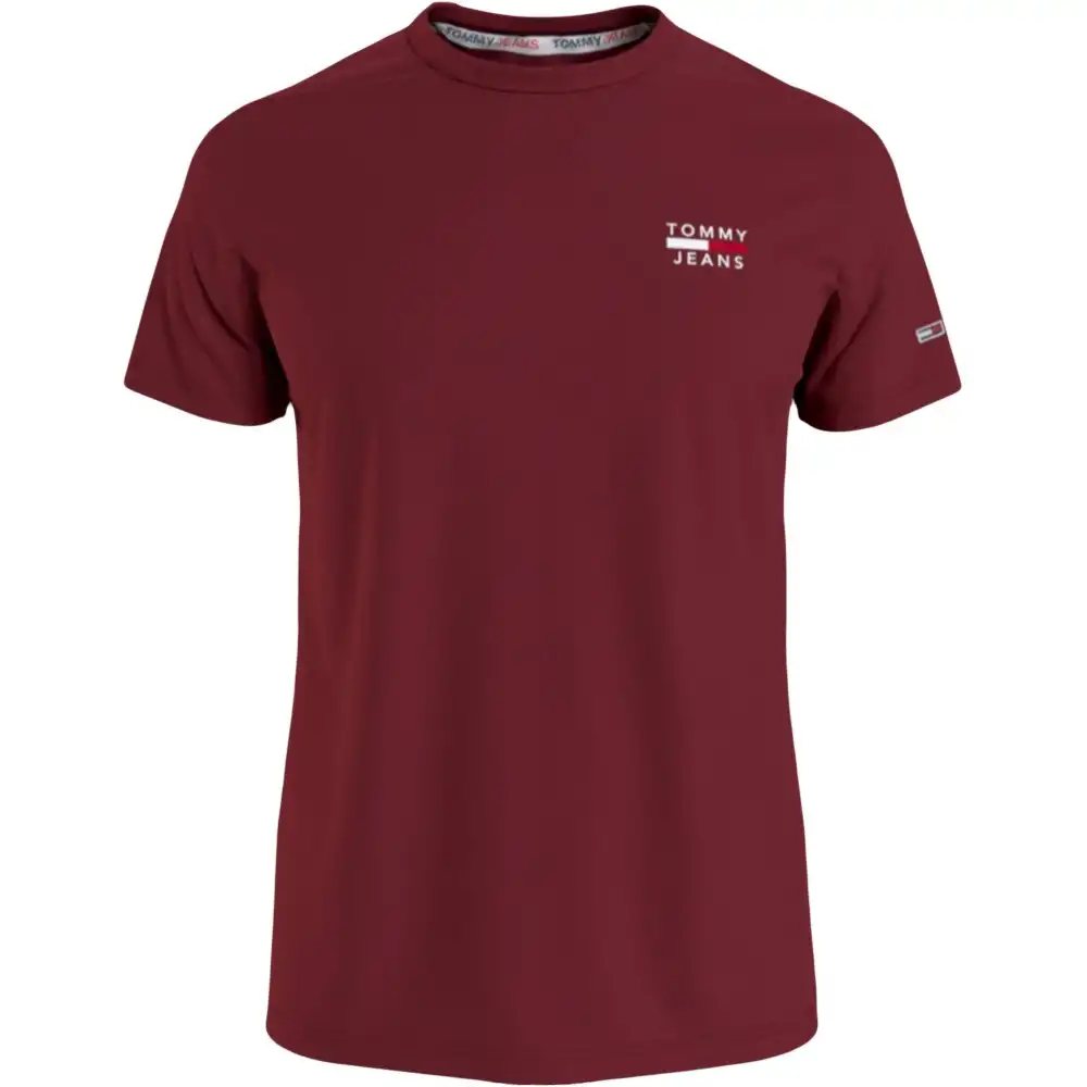 T shirt manche courte homme Tommy Jeans Chest logo tee Bordeaux - ZESHOES