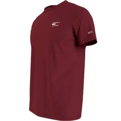 T shirt manche courte homme Tommy Jeans Chest logo tee Bordeaux - ZESHOES