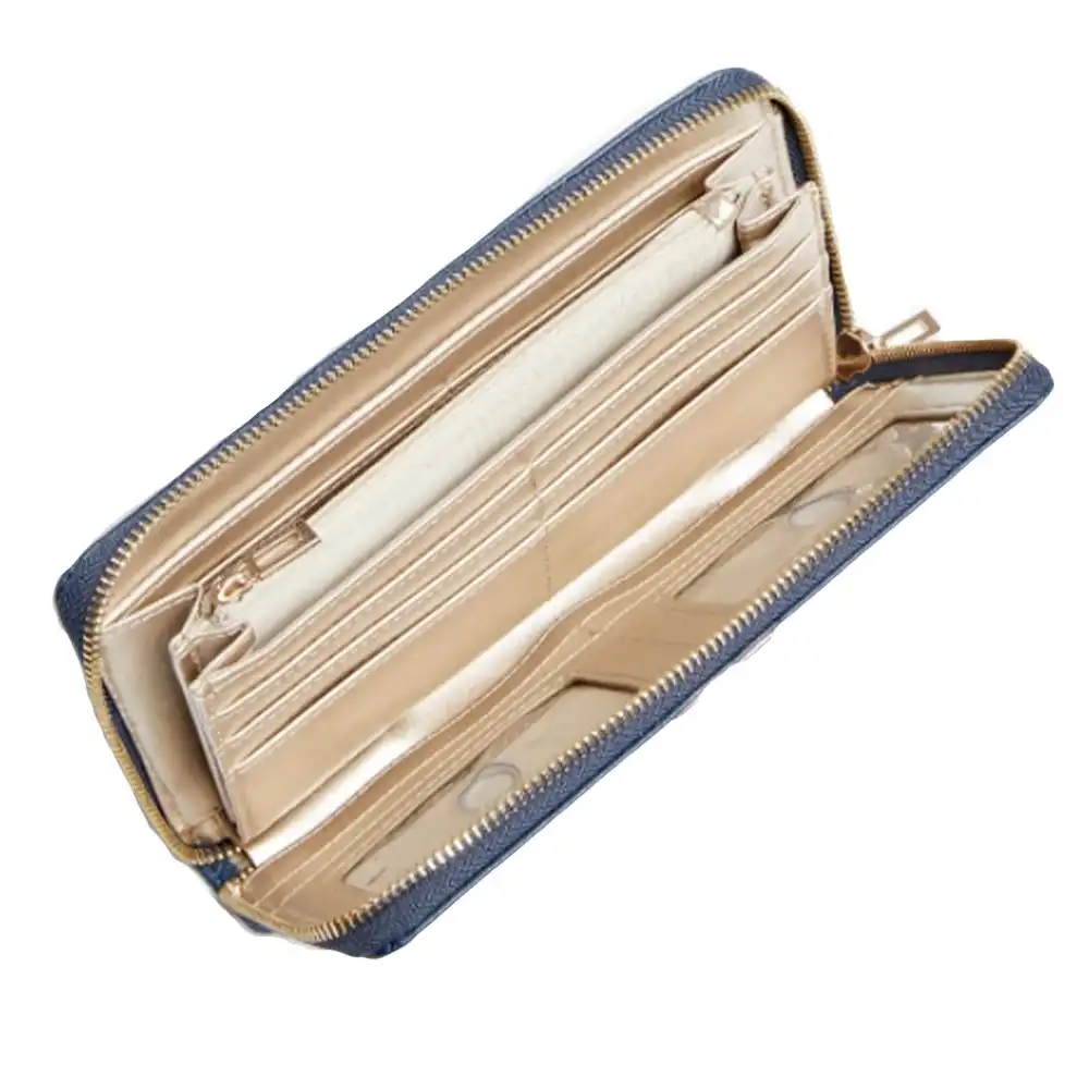 Portefeuille femme Guess Classic logo triangle Bleu - ZESHOES