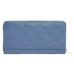 Portefeuille femme Guess Classic logo triangle Bleu - ZESHOES