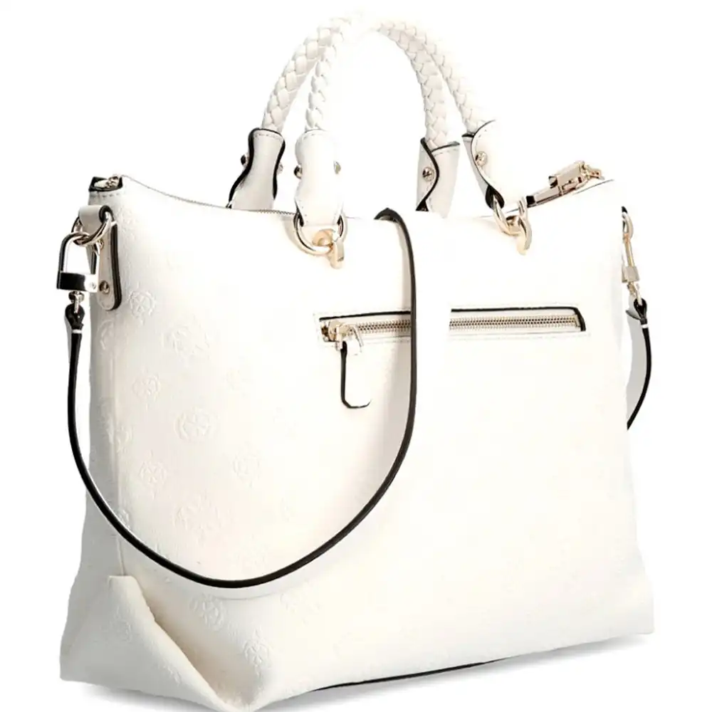Sac a main femme Guess Logo triangle Blanc - ZESHOES