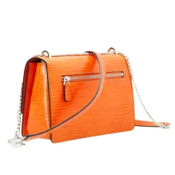 Pochette femme Guess Mini Katey croco Orange - ZESHOES