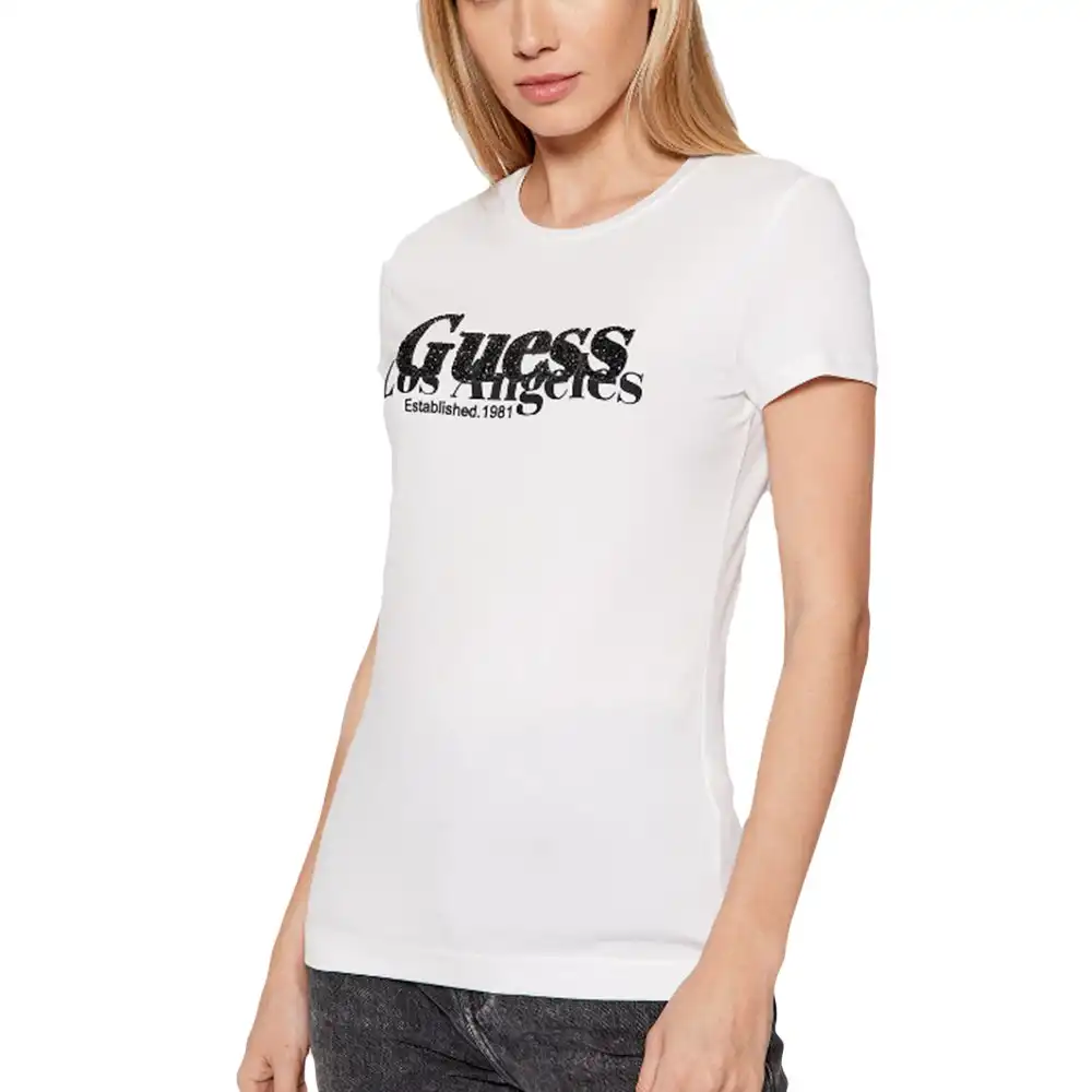 Tee shirt manche courte femme Guess Classic Los Angeles Blanc - ZESHOES