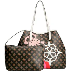 Sac a main femme Guess Cabas vikky logo 4g Marron - ZESHOES
