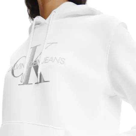 Sweat shirt femme Calvin Klein Blanc Classic front logo