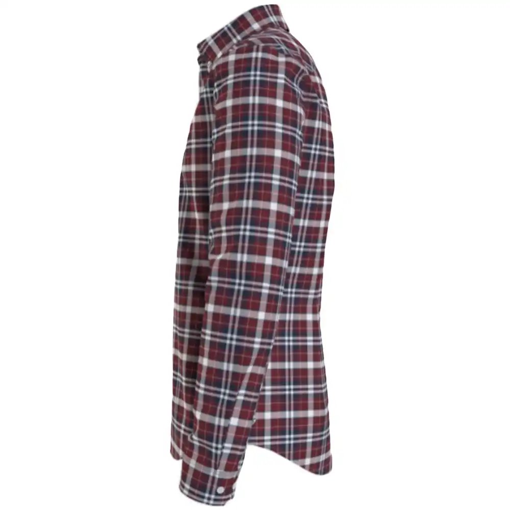 Chemise manches longues homme Tommy Jeans Essentiel poplin check shirt Rouge ...