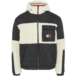 Blouson homme Tommy Jeans Sherpa quilt mix jacket Noir - ZESHOES Blouson homme Tommy Jeans Sherpa quilt mix jacket Noir - ZESHOES