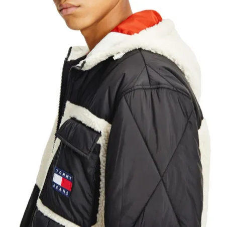 Blouson homme Tommy Jeans Noir Sherpa quilt mix jacket