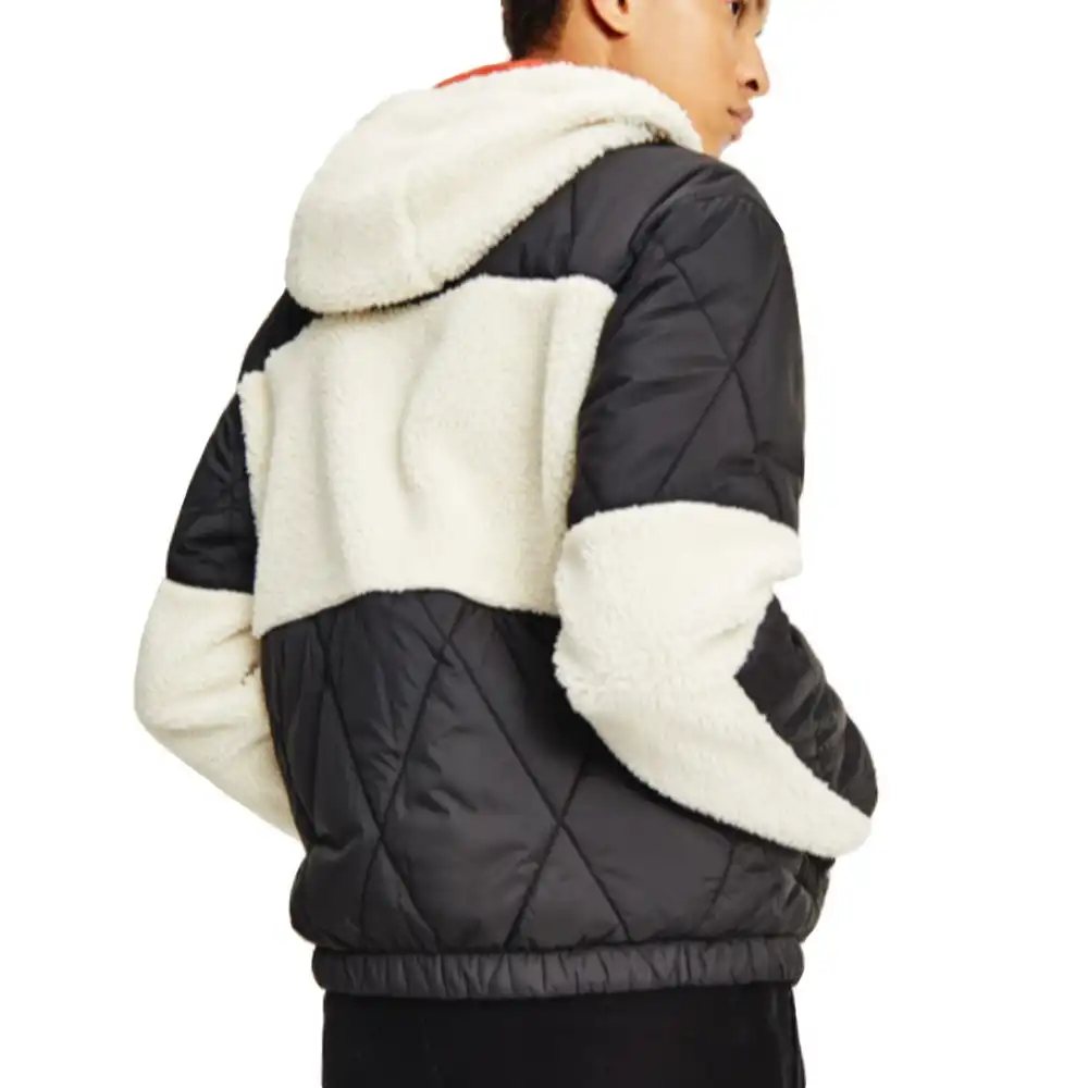 Blouson homme Tommy Jeans Sherpa quilt mix jacket Noir - ZESHOES Blouson homme Tommy Jeans Sherpa quilt mix jacket Noir - ZESHOES